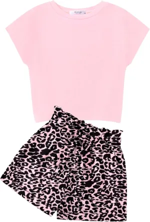 Arshiner Girls 2 Piece Outfit Summer Drop Shoulder Batwing Sleeve Tops and Paperbag Waist Shorts Set Cute Clothing Size 6-14