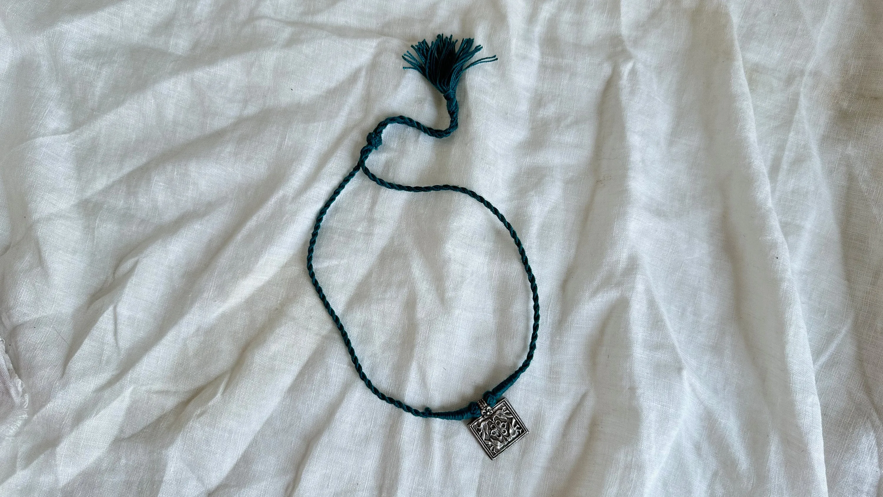 Birds Amulet Necklace. Antique. India. Sterling Silver. 1304.