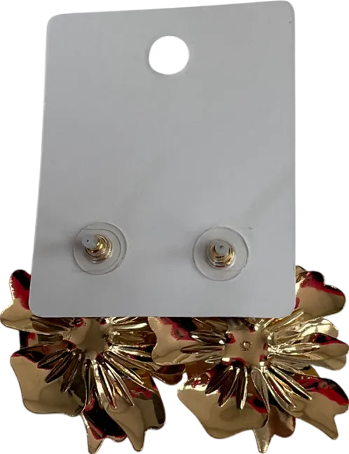 boohoo Metallic Flower Diamanté Stud Earrings One Size