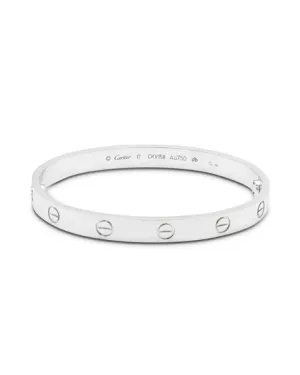 Cartier Metallic White Gold Love Bracelet One Size