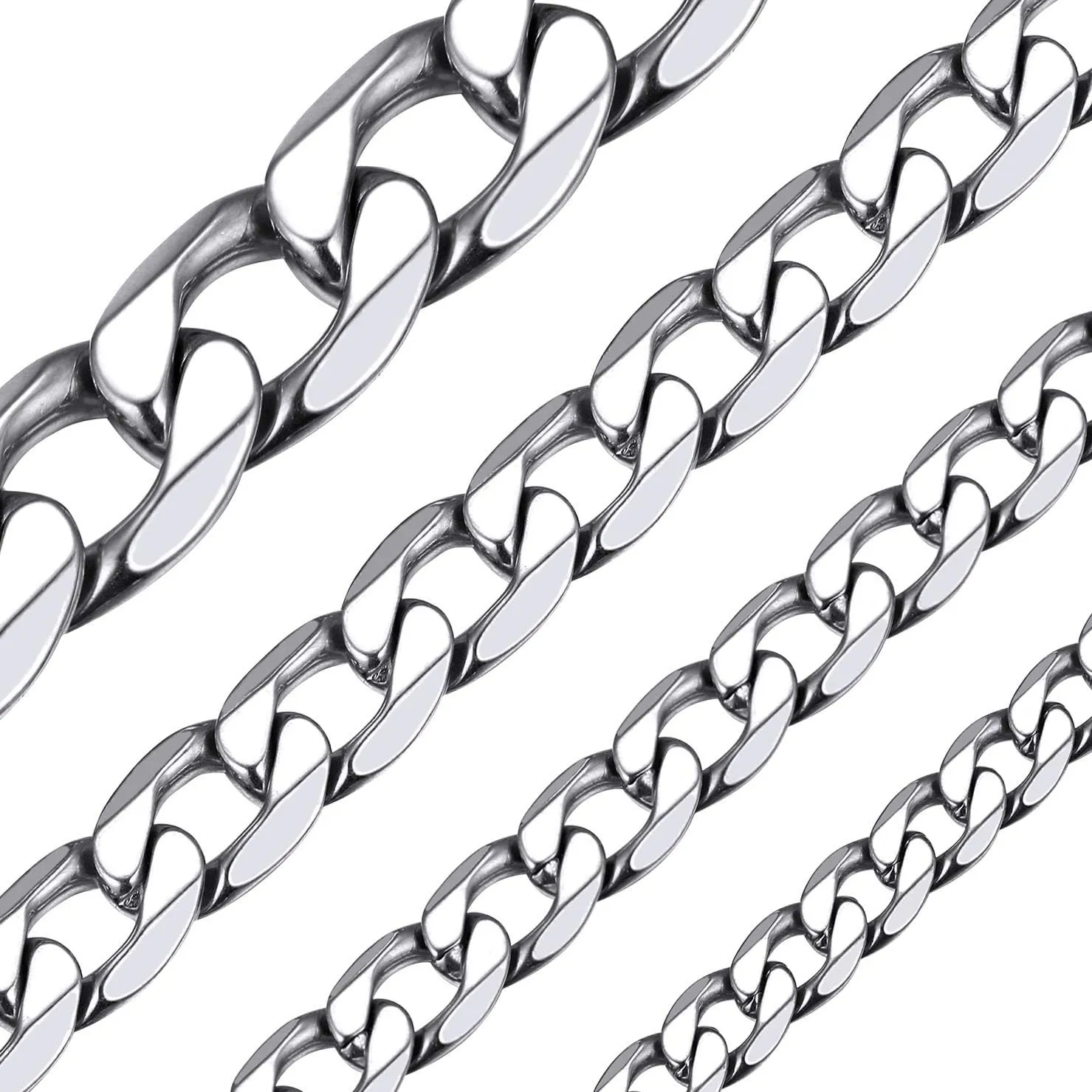 ChainsHouse Men Women Cuban Chain Necklace,4mm/6mm/9mm/13mm Wide Stainless Steel/Black Metal/18K Gold Plated Hip Hop Jewelry Mens Curb Link Necklace, 14"-30" Length-with Gift Box