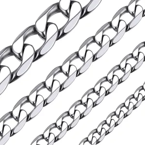 ChainsHouse Men Women Cuban Chain Necklace,4mm/6mm/9mm/13mm Wide Stainless Steel/Black Metal/18K Gold Plated Hip Hop Jewelry Mens Curb Link Necklace, 14"-30" Length-with Gift Box