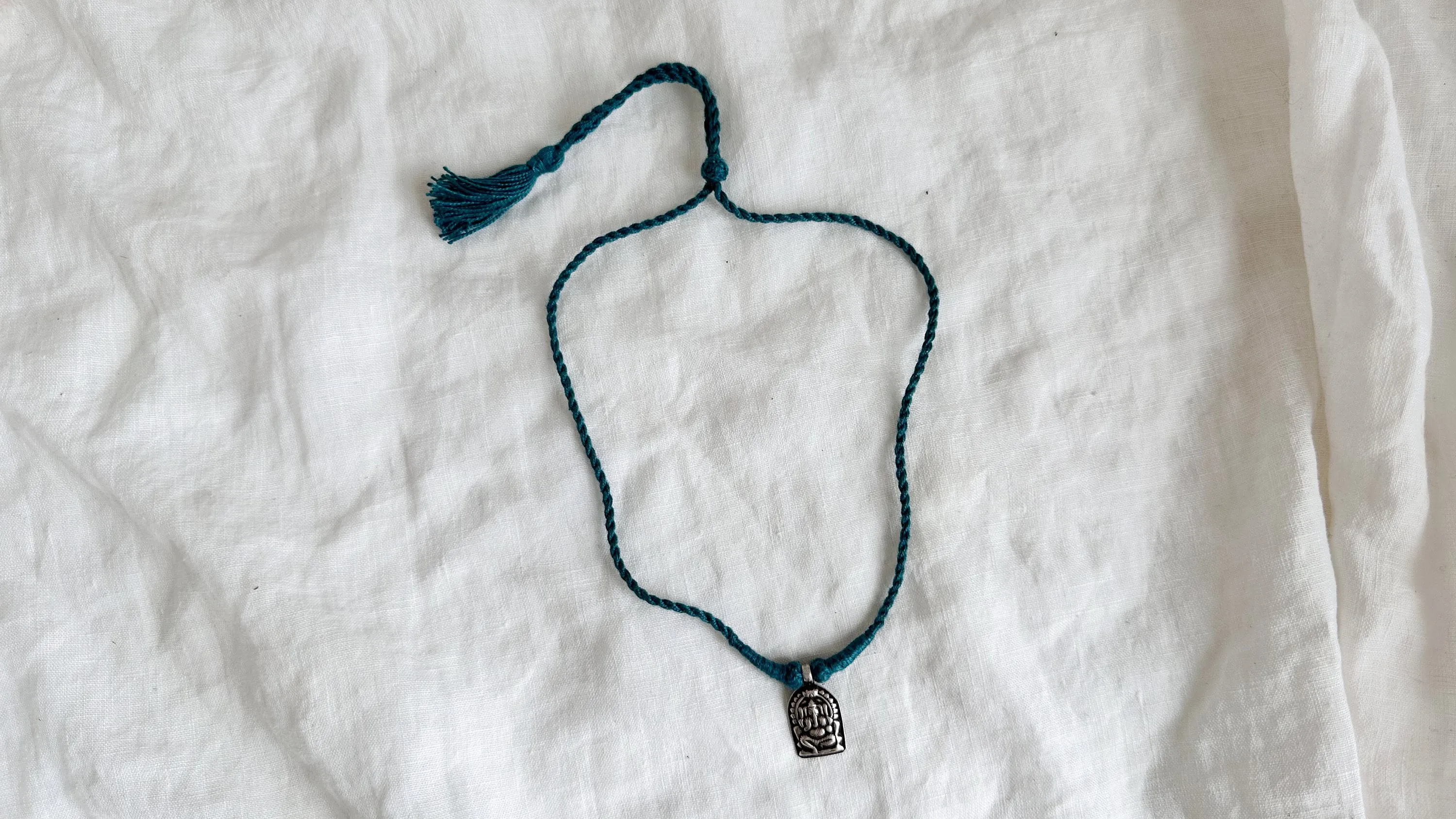 Ganesha Amulet Necklace. Antique. India. Protective Silver. 1044