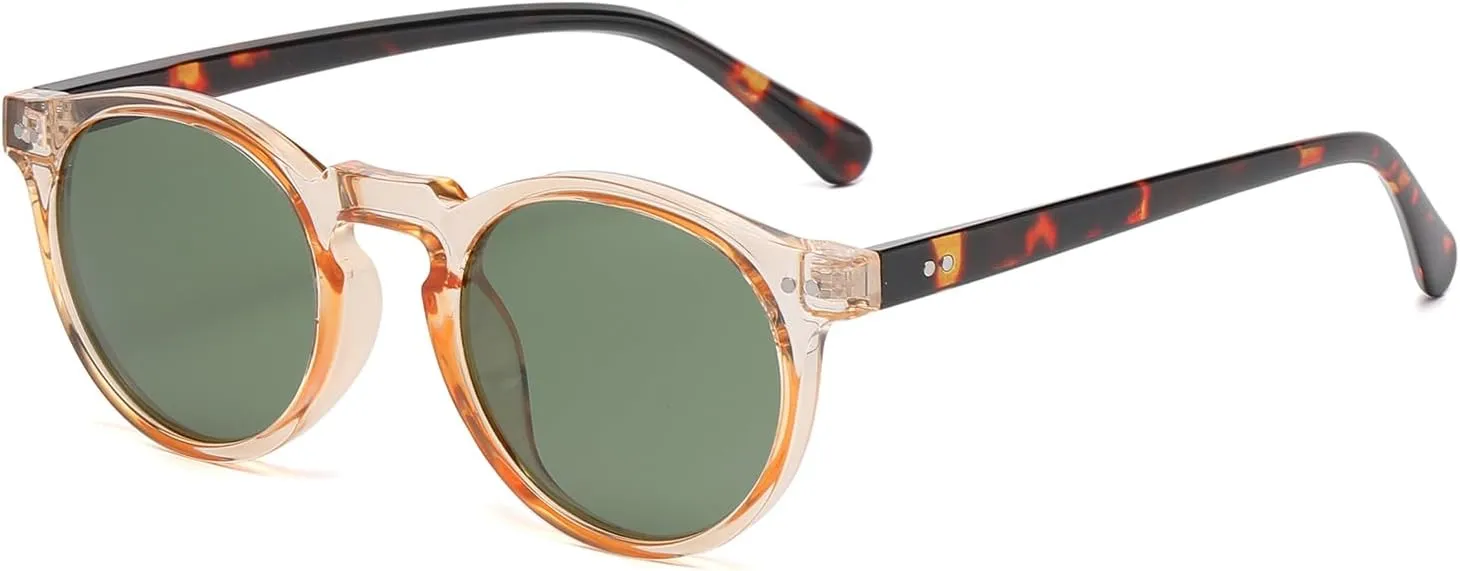 Gleyemor Fashion Polarized Round Sunglasses for Men Women Retro Vintage Acetate Frame Sunglasses