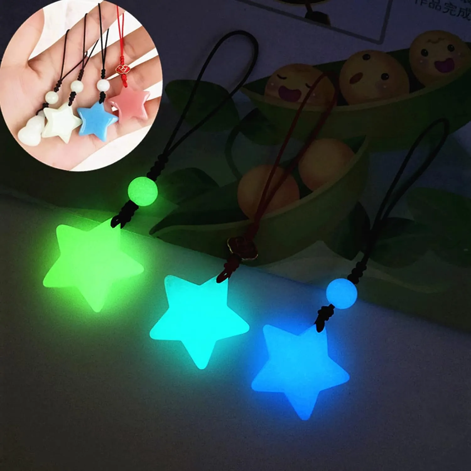 hejhncii Luminous Star Keychain Fashion Handbag Pendant Unisex Key Chain Charm Key Chain Glow In The Dark Couple Pendant