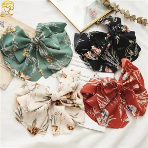 Ladies Bow Hair Ring and Hairpins Spring Clip Women's Ponytail