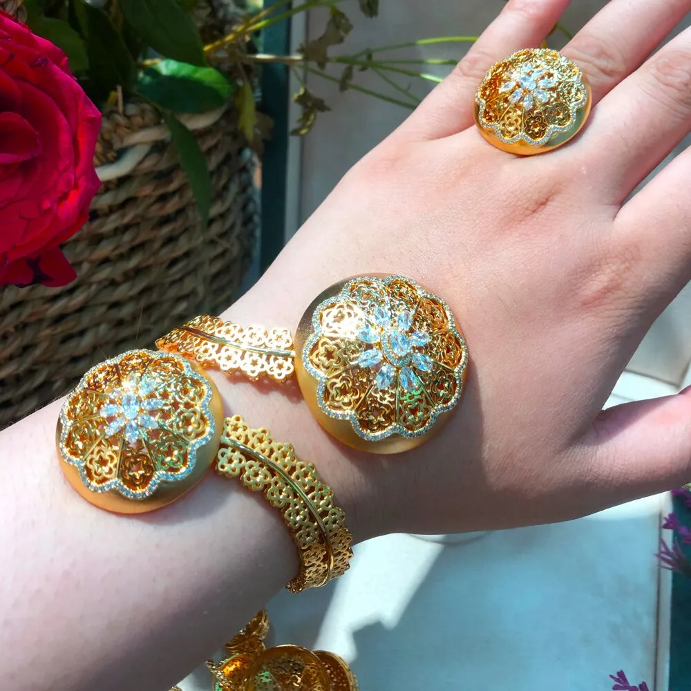 missvikki BOHO Luxury Gorgeous Necklace Earrings Bangle Earrings Jewelry Set for Women Wedding Party Show Sparkly Jewelry