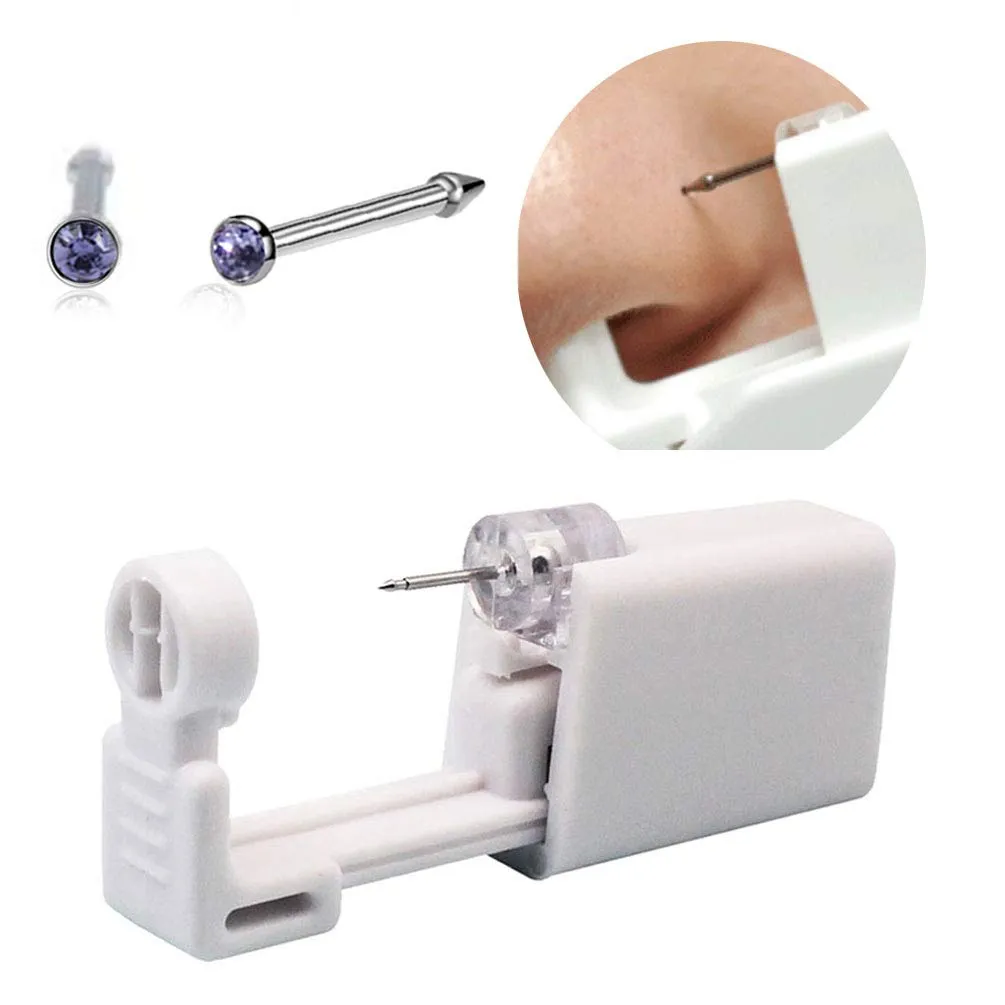 Nose Piercing Kit, Nose Pierce Kit Nose Piercing Gun Self Nose Piercing Gun Kit Nose Piercing Gun Kit Tool (Purple)