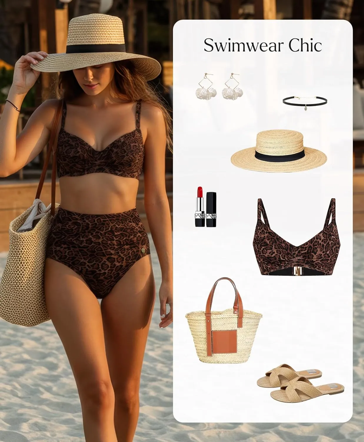 Popilush High Waisted Bikini Sets for Women Tummy Control Shapewear Swimsuit Ruched Push Up Two Piece Bathing Suit