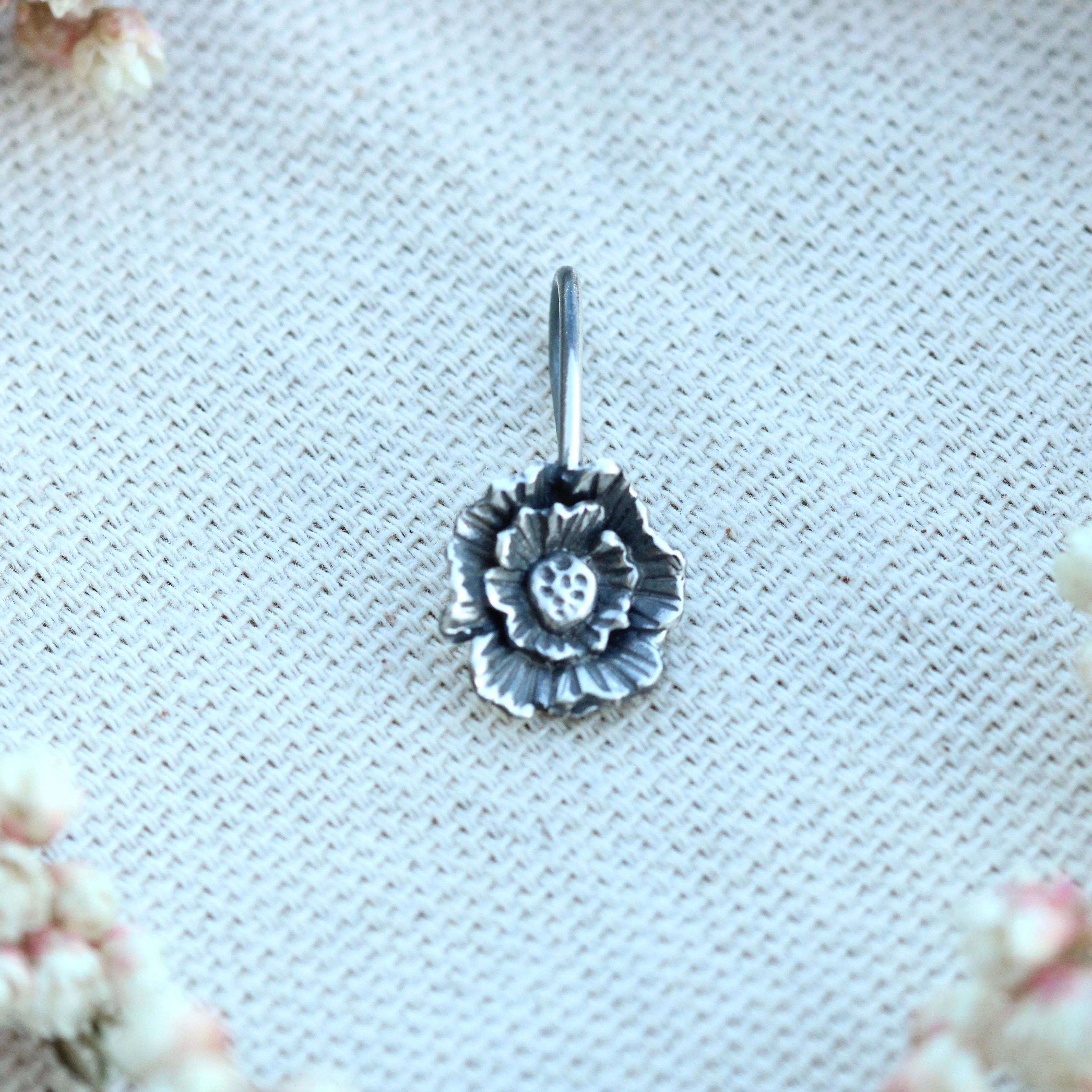 Silver Poppy Charm