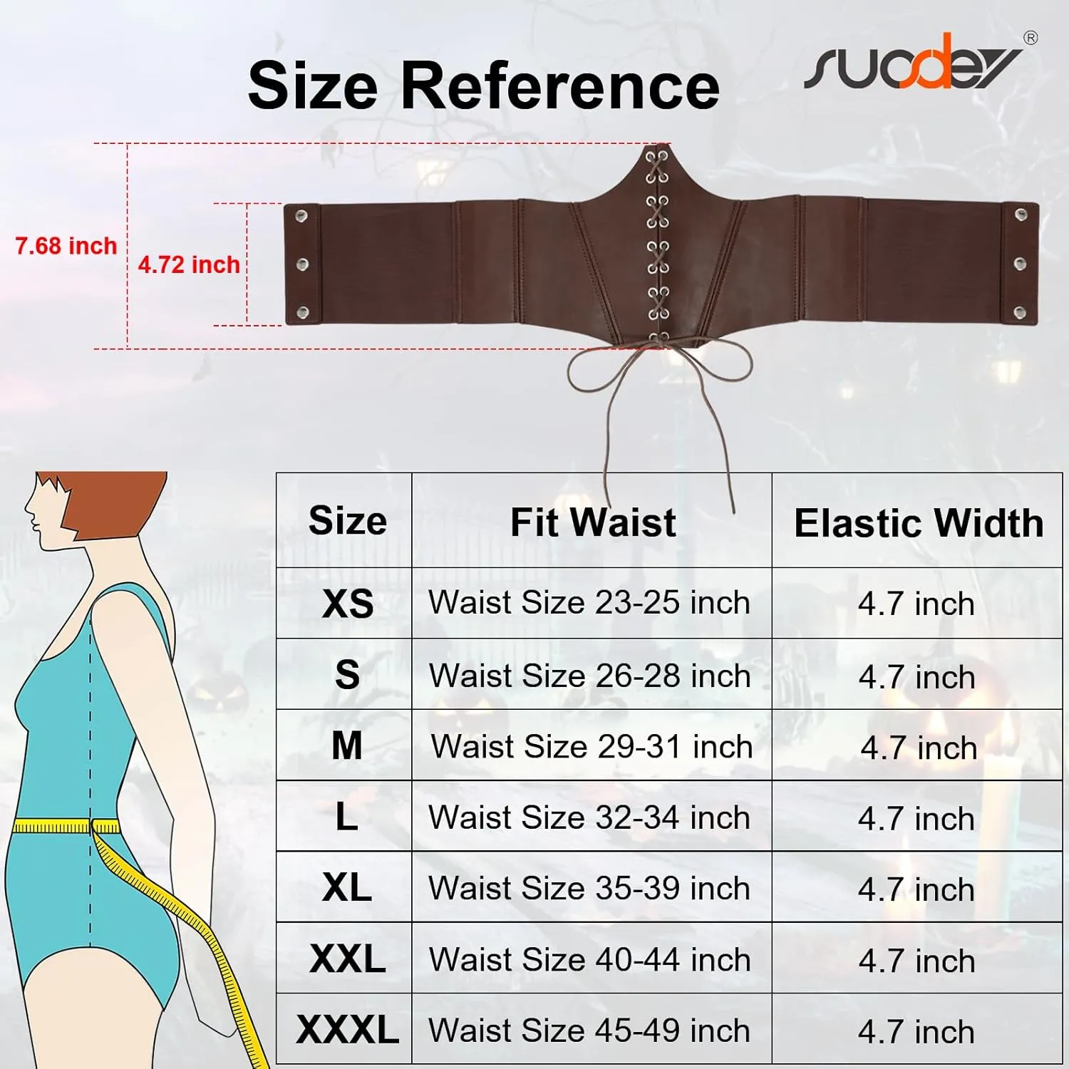 SUOSDEY Lace-up Cinch Bustiers Corset Belt for Women, Elastic Tie Waspie Wide Costume Waist Belt for Renaissance Halloween