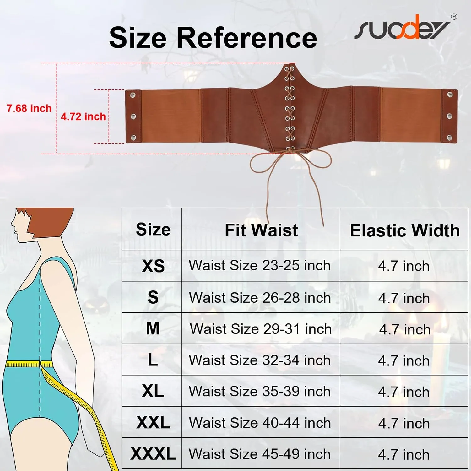 SUOSDEY Lace-up Cinch Bustiers Corset Belt for Women, Elastic Tie Waspie Wide Costume Waist Belt for Renaissance Halloween