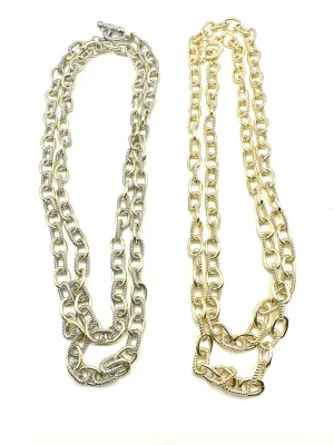 Textured and Polished Links Necklace