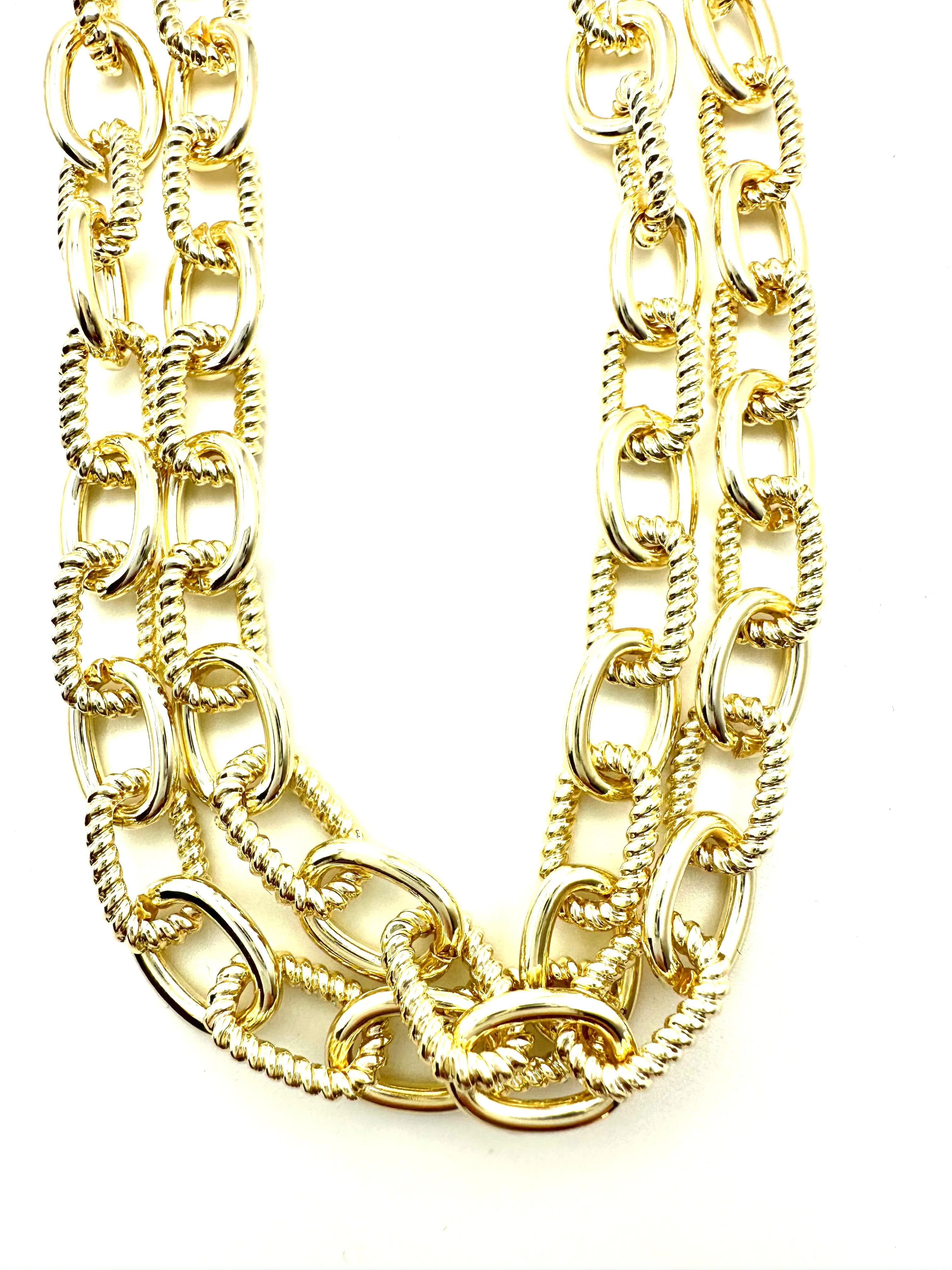 Textured and Polished Links Necklace