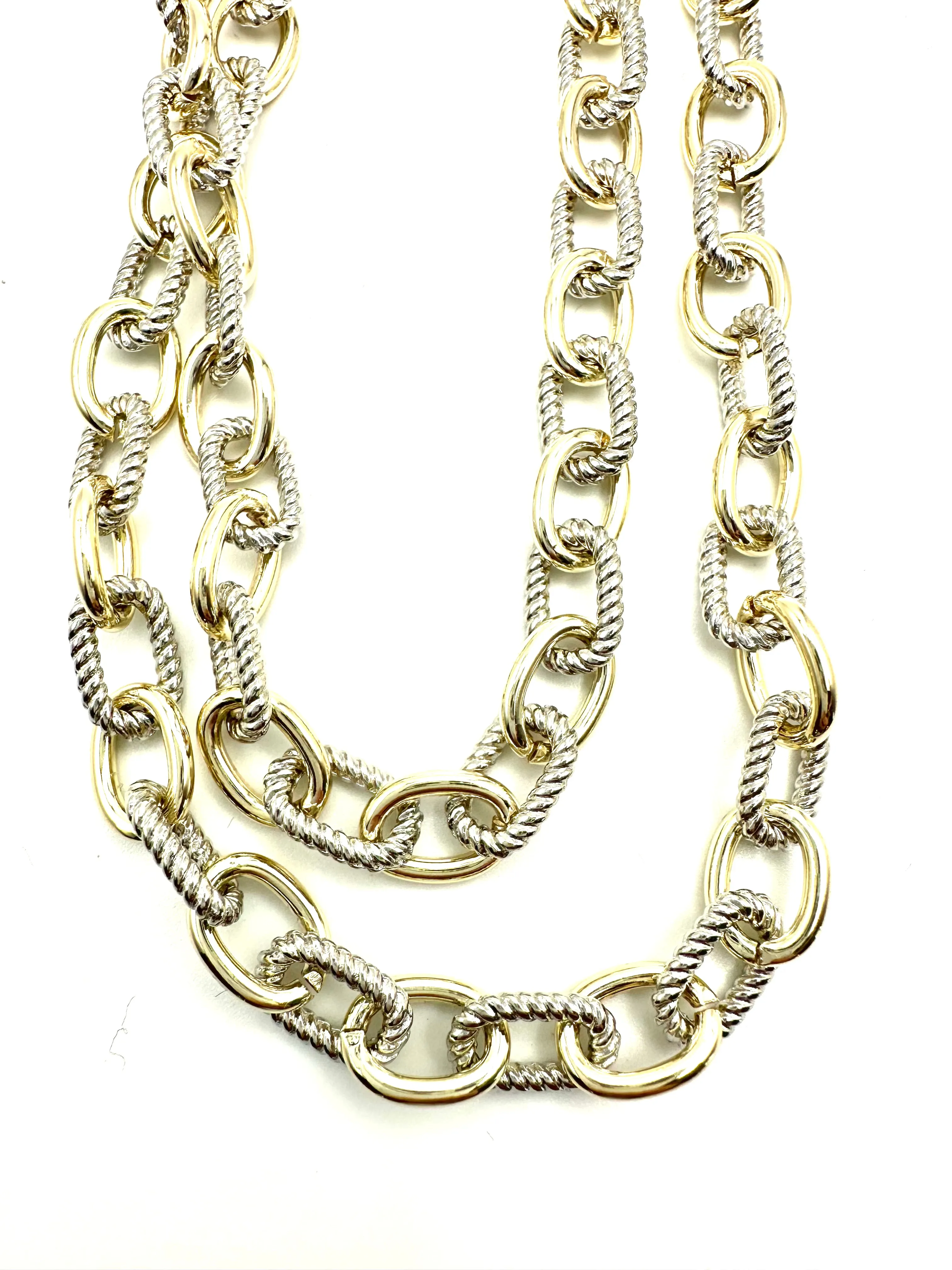 Textured and Polished Links Necklace