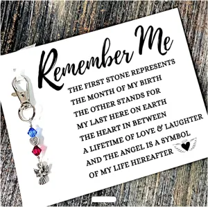 The Remember Me Charm Clip Memorial Gift, Poem amp Handmade Birthstone Remembrance Charm BIRTHSTONE KEYCHAIN Ornament