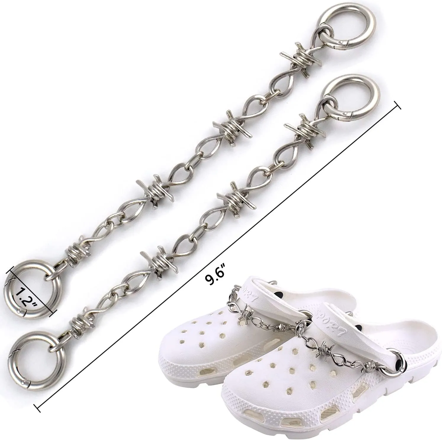 VIQWYIC Shoes Metal Chain Spikes Charms, Cool Punk Rivets Charms for Sandals Clog Accessories Shoe Decorations for Men Women