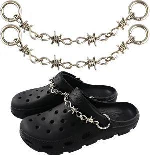 VIQWYIC Shoes Metal Chain Spikes Charms, Cool Punk Rivets Charms for Sandals Clog Accessories Shoe Decorations for Men Women