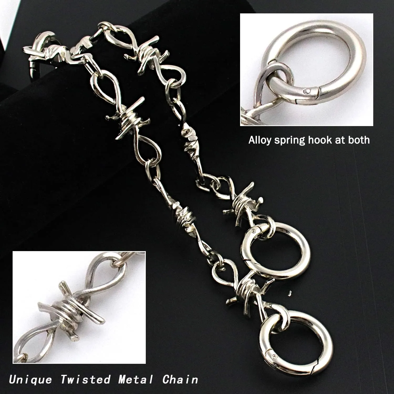 VIQWYIC Shoes Metal Chain Spikes Charms, Cool Punk Rivets Charms for Sandals Clog Accessories Shoe Decorations for Men Women